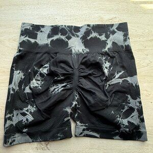 Large Black and Grey Butt Scrunch exercise shorts